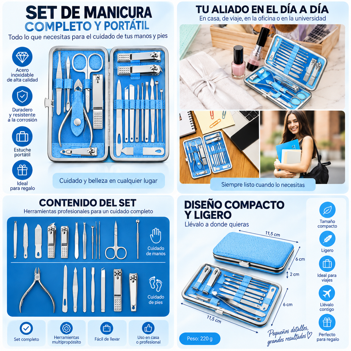 Kit de manicura profesional 19 en 1