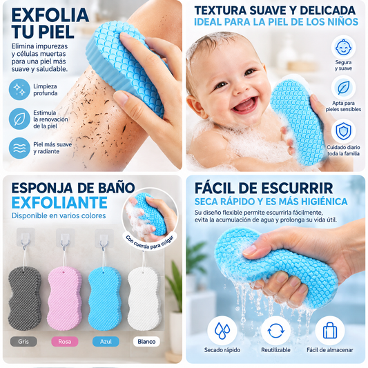 Esponja exfoliante de silicona para cuerpo y ducha