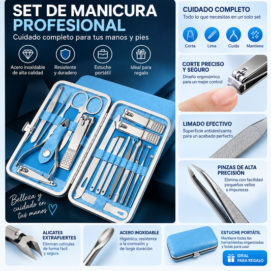 Kit de manicura profesional 19 en 1