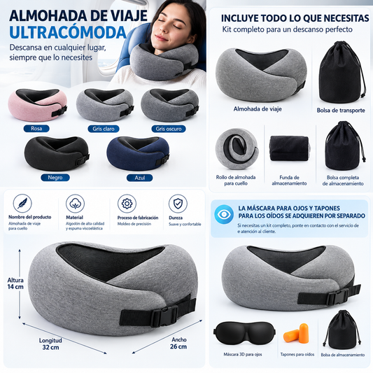 Almohada de viaje cervical ergonómica